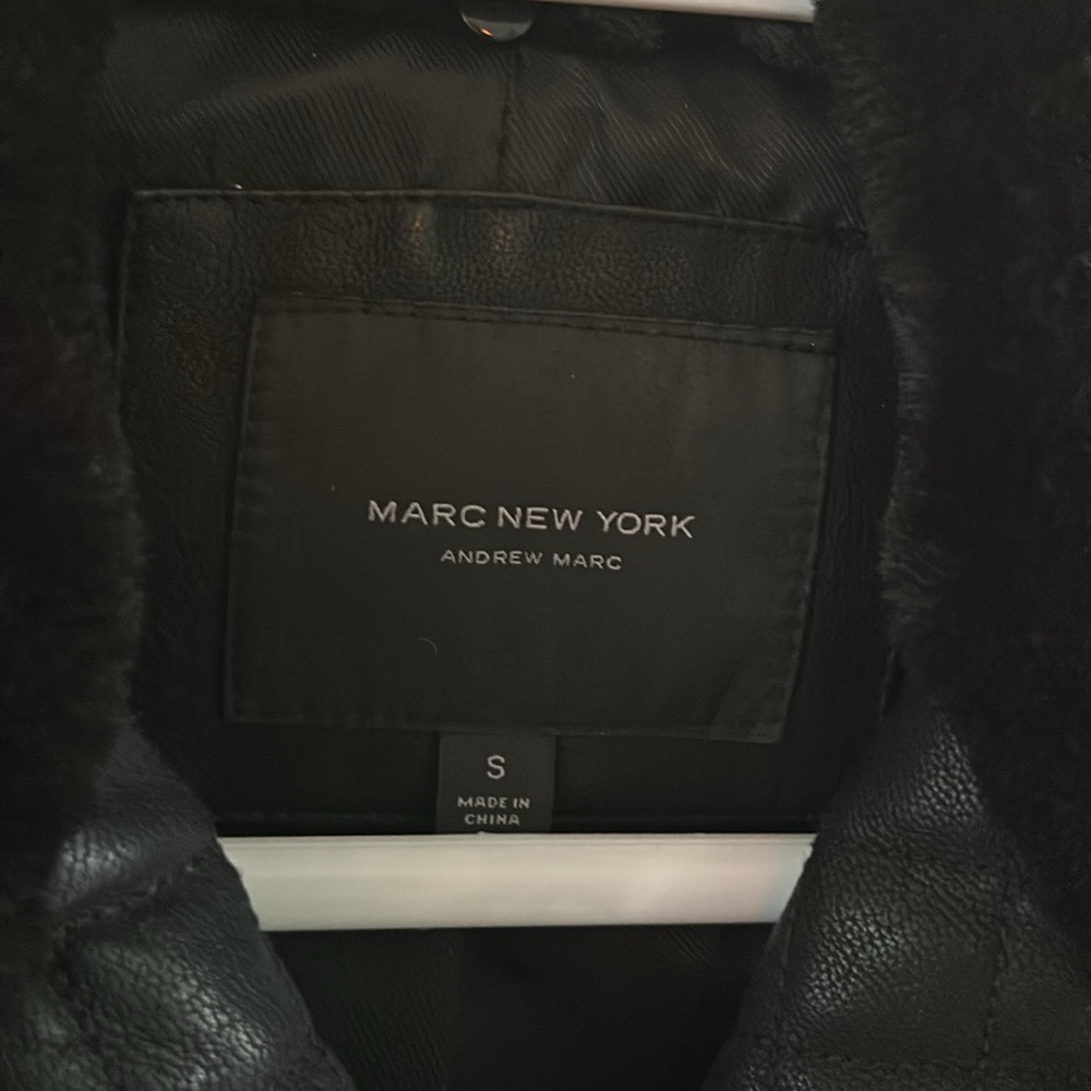 Marc New York Quilted Faux Leather Moto Jacket Faux Fur Collar S NWT - Picture 3 of 11